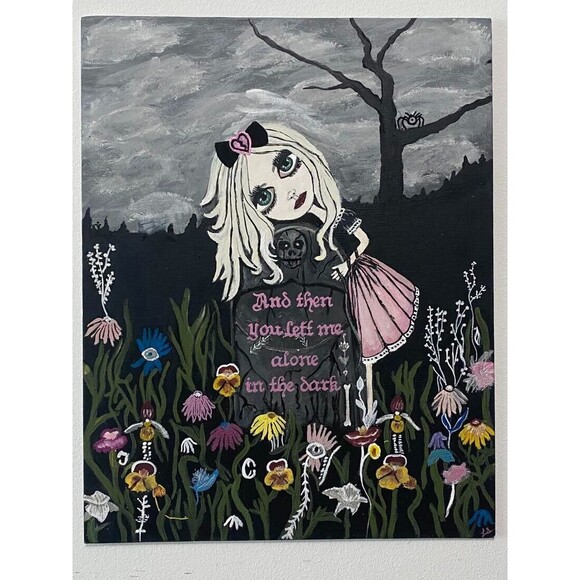 And Then You Left Gothic Deviant Pop Surrealism Fantasy ORIGINAL PAINTING OOAK